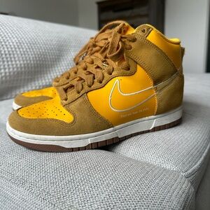 Nike Mustard and Tan High-Top Sneakers
